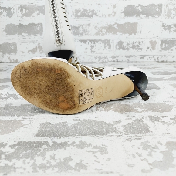 Michael Kors White Strappy Ankle Boots Open Toe High Heels M657 - Picture 8 of 13